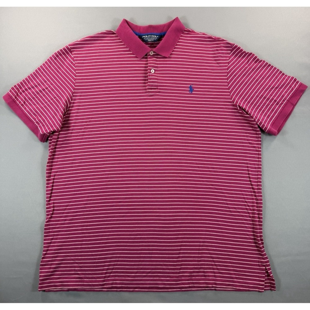 Polo Golf Ralph Lauren Pro Fit Polo Shirt Mens XXL Pink Striped Pima Cotton